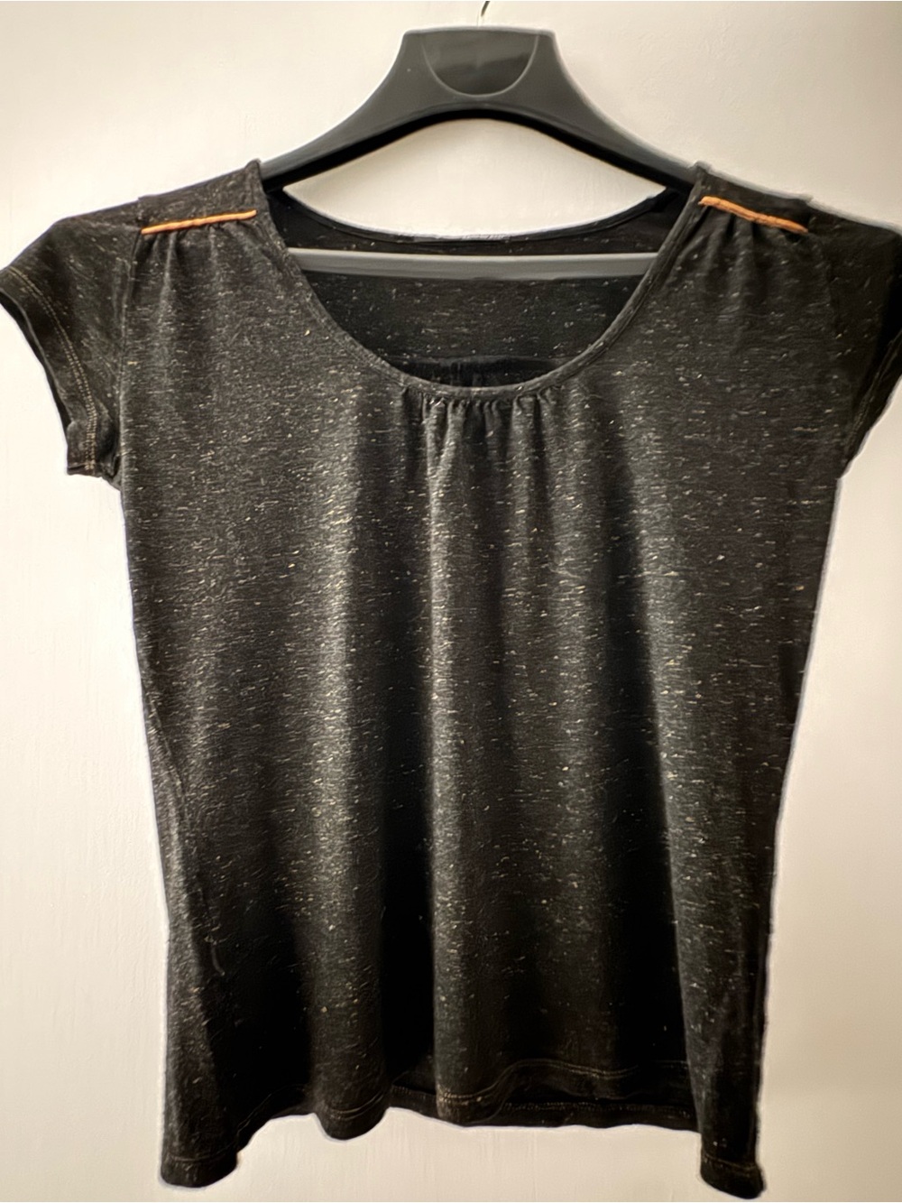 Armand Basi, Women's Black Speckled Short Sleeve Scoop Neck Top, Size S